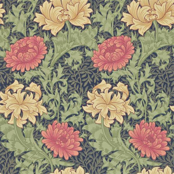 Chrysanthemum Indigo Wallpaper by Morris & Co