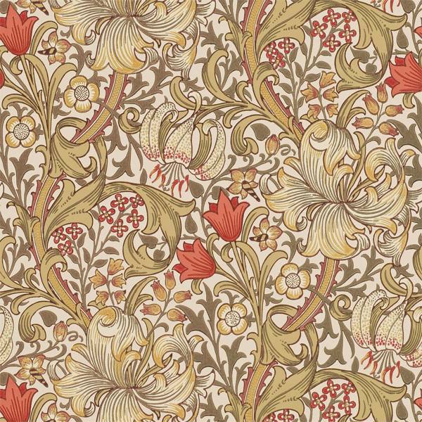 Golden Lily Biscuit/Brick Wallpaper by Morris & Co