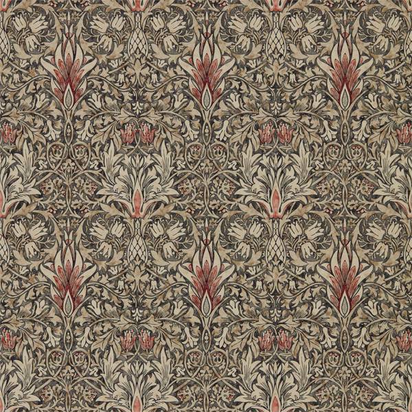 Snakeshead Charcoal/Spice Wallpaper by Morris & Co