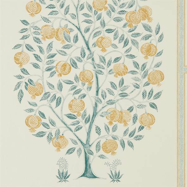 Anaar Tree English Grey/Woad Wallpaper by Sanderson
