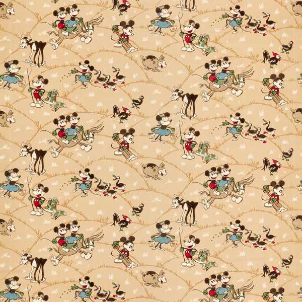 Mickey At The Farm Butterscotch Fabric by Sanderson
