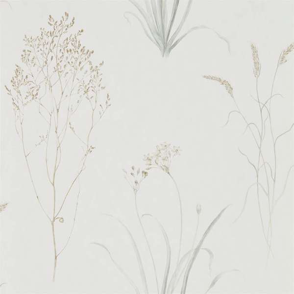 Farne Grasses Silver/Ivory Wallpaper by Sanderson