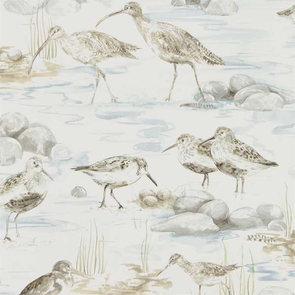 Estuary Birds Blue/Grey Wallpaper by Sanderson
