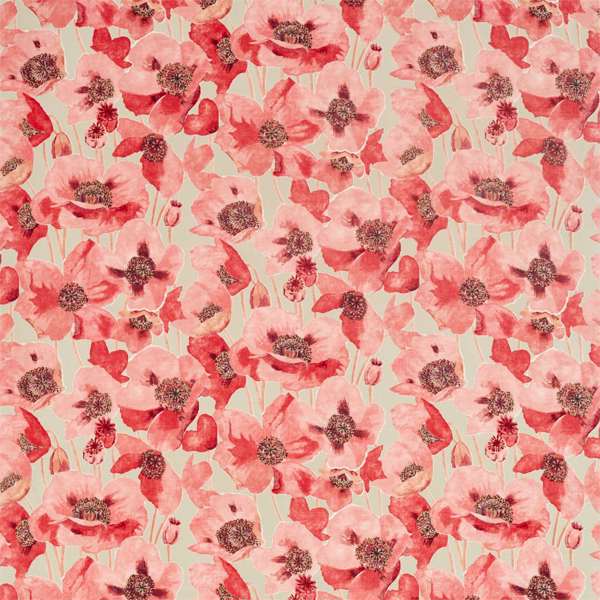 Embleton Claret/Linen Fabric by Sanderson