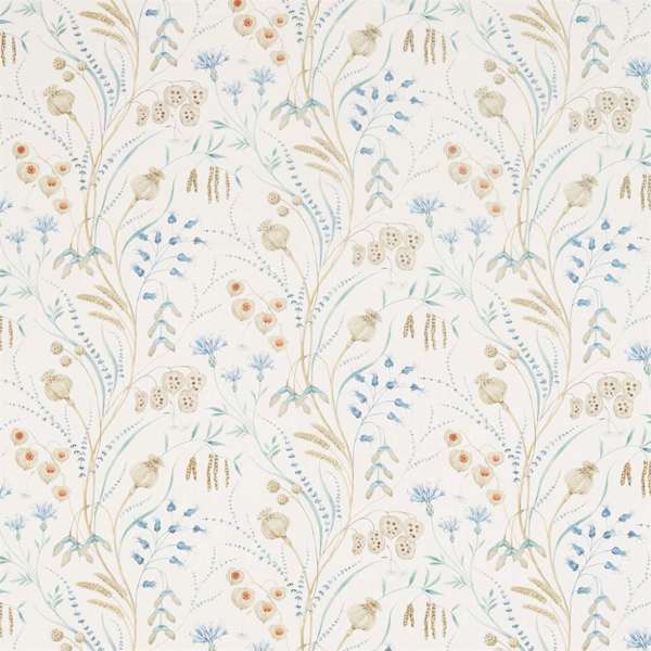Summer Harvest Cornflower/Wheat Fabric by Sanderson