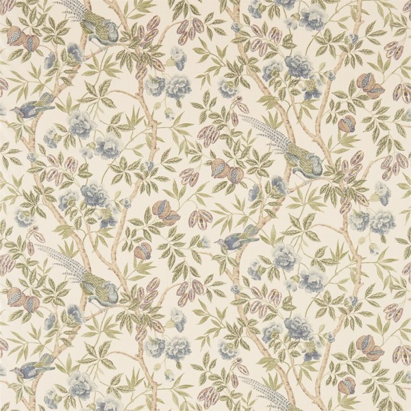 Abbeville Blue/Ivory Fabric by Sanderson