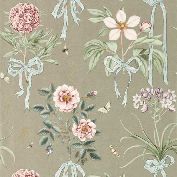 Cupid's Beau Florin/Madder Wallpaper by Sanderson