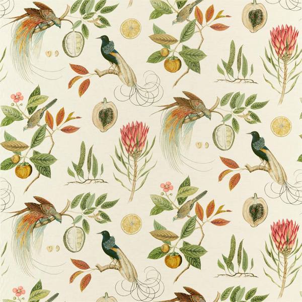 Paradesia Orange/Olive Fabric by Sanderson