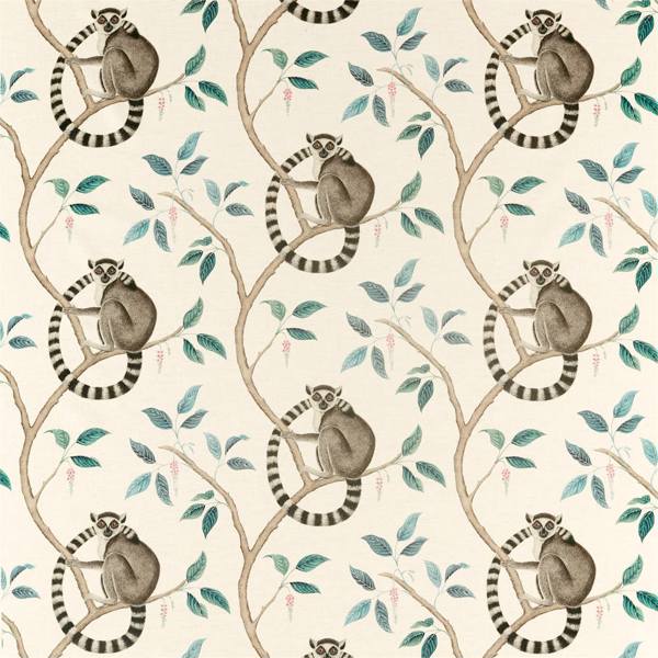 Ringtailed Lemur Ringtailed Lemur Grey Fabric by Sanderson