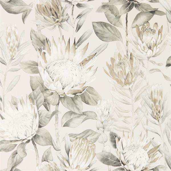 King Protea Linen/Mica Wallpaper by Sanderson