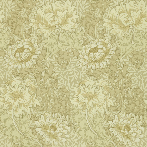 Chrysanthemum Ivory/Canvas Wallpaper by Morris & Co