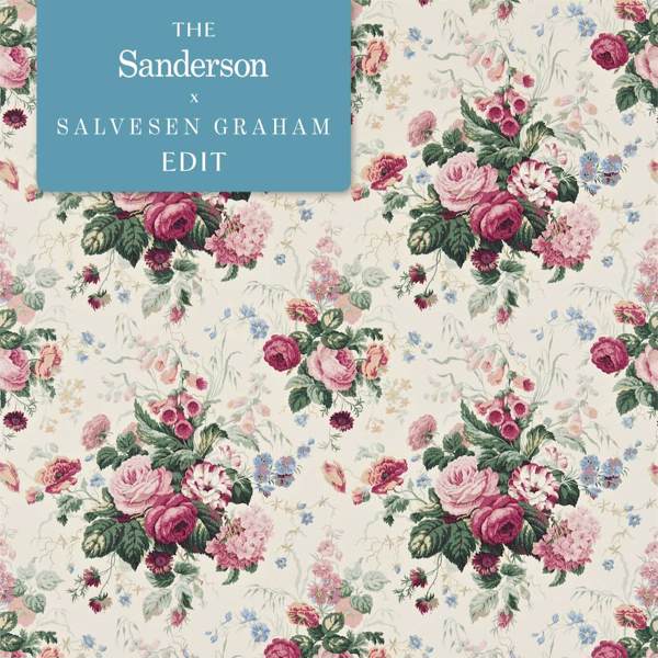 Stapleton Park Cream/Pink Fabric by Sanderson