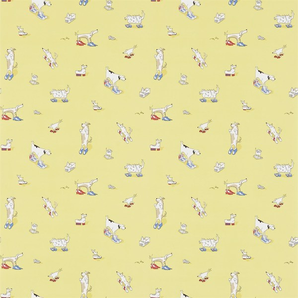 Dogs In Clogs Yellow Wallpaper by Sanderson