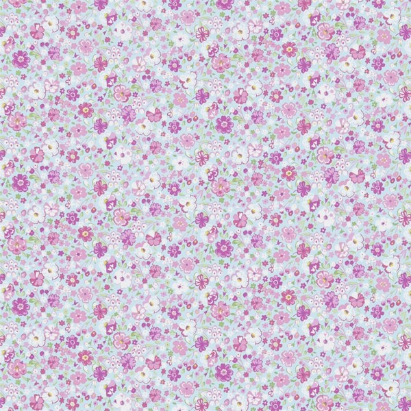 Posy Floral Pink/Sky Fabric by Sanderson