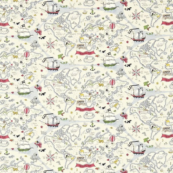 Treasure Map Vanilla Fabric by Sanderson
