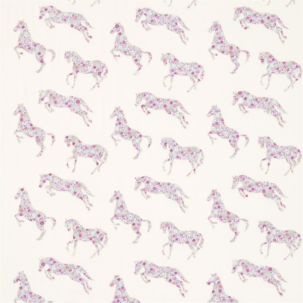 Pretty Ponies Pink/Sky Fabric by Sanderson