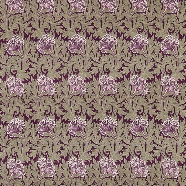 Tulip Heather/Olive Fabric by Morris & Co