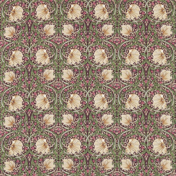 Pimpernel Aubergine/Olive Fabric by Morris & Co
