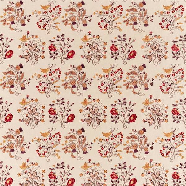 Newill Embroidery Wine/Saffron Fabric by Morris & Co