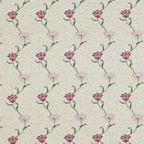Garden Tulip Rose/Bayleaf Fabric by Morris & Co