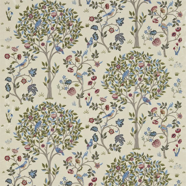 Kelmscott Tree Embroidery Woad/Rose Fabric by Morris & Co