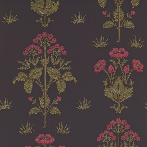 Meadow Sweet Charcoal/Rose Wallpaper by Morris & Co