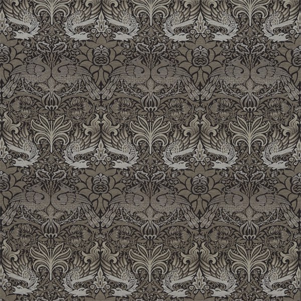 Peacock & Dragon Black/Bullrush Fabric by Morris & Co