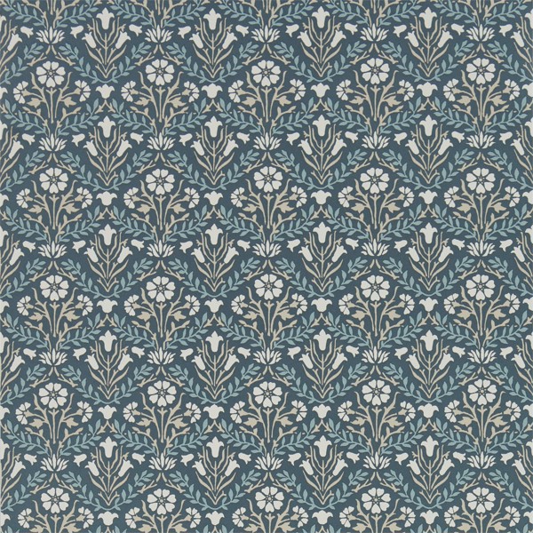 Morris Bellflowers Indigo/Linen Wallpaper by Morris & Co