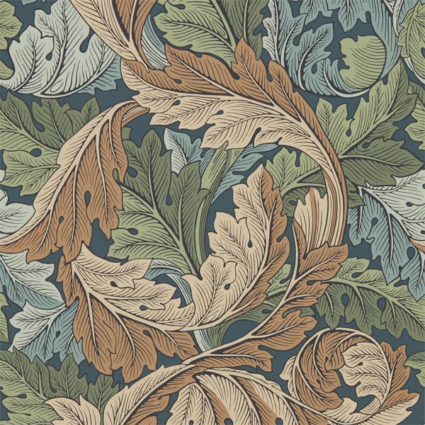 Acanthus Slate Blue/Thyme Wallpaper by Morris & Co