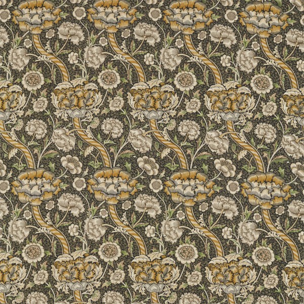 Wandle Charcoal/Mustard Fabric by Morris & Co