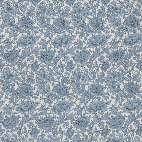 Chrysanthemum Toile Woad/Chalk Fabric by Morris & Co