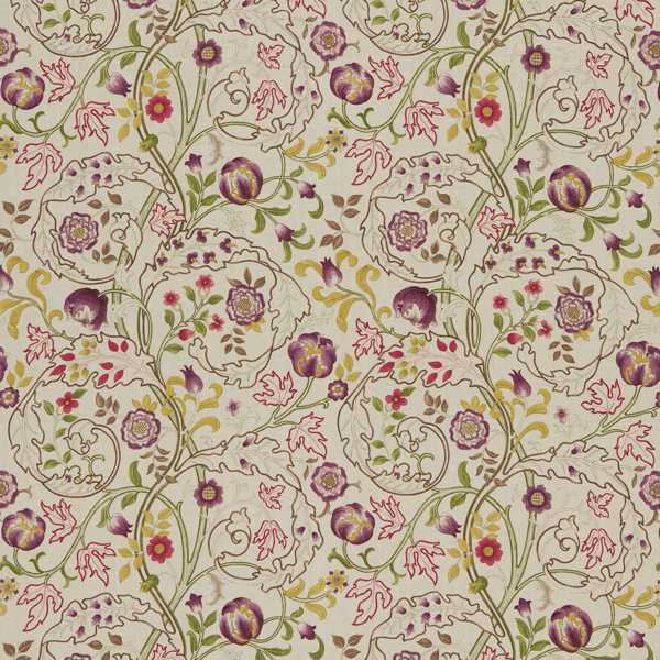 Mary Isobel Wine/Linen Fabric by Morris & Co