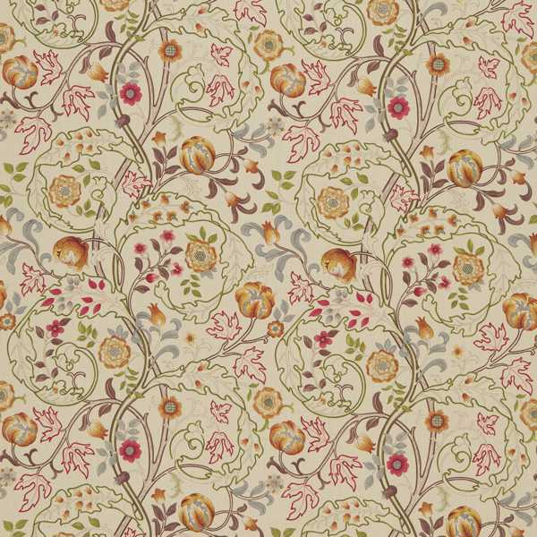 Mary Isobel Embroidery Rose/Slate Fabric by Morris & Co