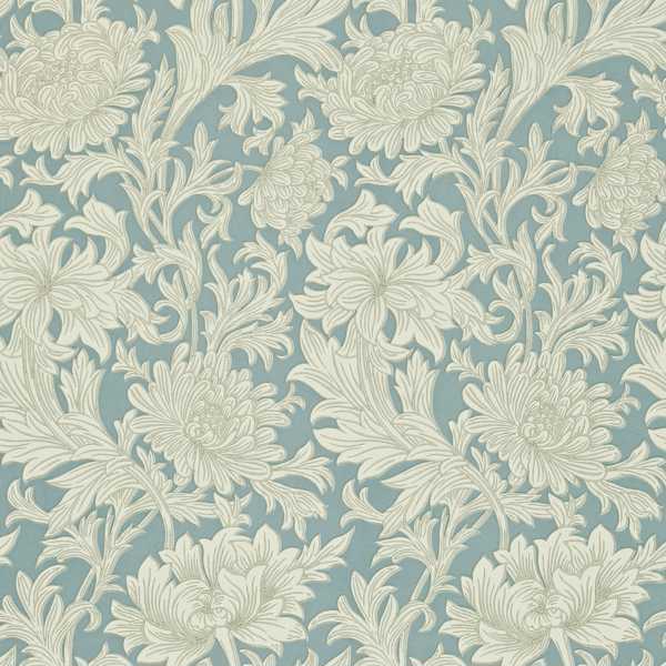 Chrysanthemum China Blue/Cream Wallpaper by Morris & Co