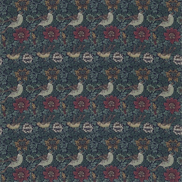 Bird & Anemone Forest/Indigo Fabric by Morris & Co