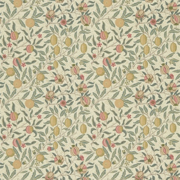 Fruit Cream/Teal Fabric by Morris & Co