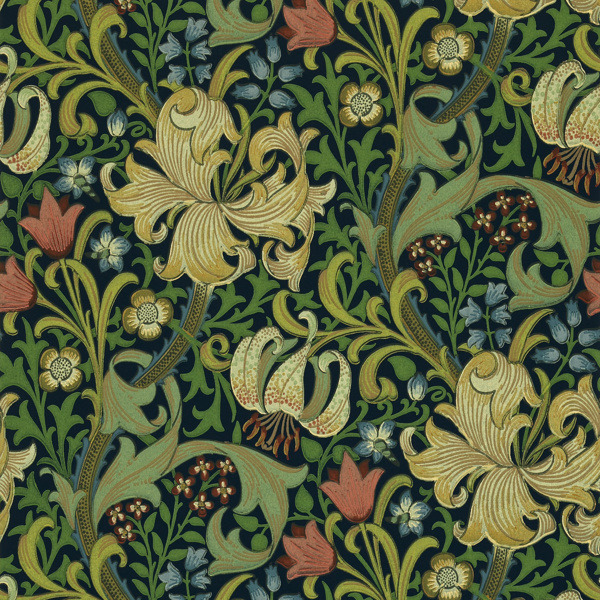 Golden Lily Indigo Wallpaper by Morris & Co