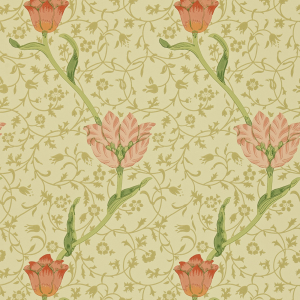 Garden Tulip Vanilla/Russet Wallpaper by Morris & Co