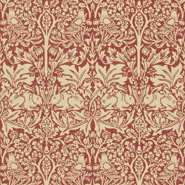 Brer Rabbit Church Red/Biscuit Wallpaper by Morris & Co