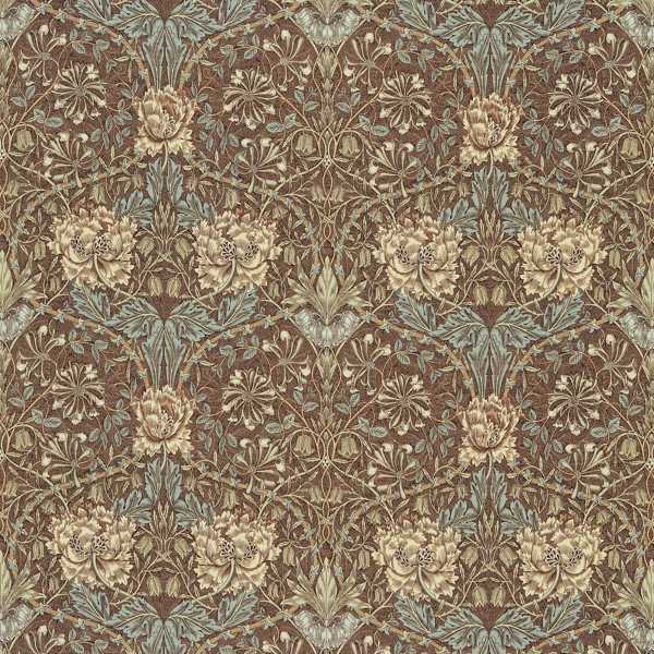 Honeysuckle & Tulip Bullrush/Slate Fabric by Morris & Co