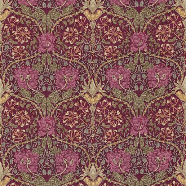 Honeysuckle & Tulip Wine/Bayleaf Fabric by Morris & Co