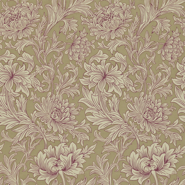 Chrysanthemum Toile Grape/Bronze Wallpaper by Morris & Co