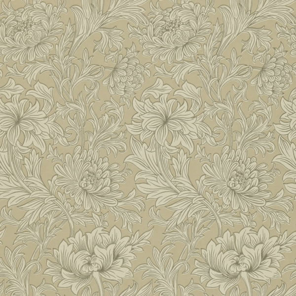 Chrysanthemum Toile Ivory/Gold Wallpaper by Morris & Co