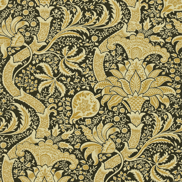 Indian Gold/Black Wallpaper by Morris & Co
