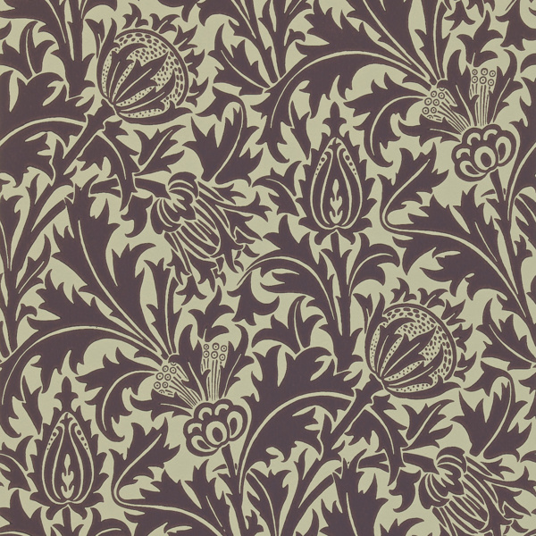 Thistle Mulberry/Linen Wallpaper by Morris & Co