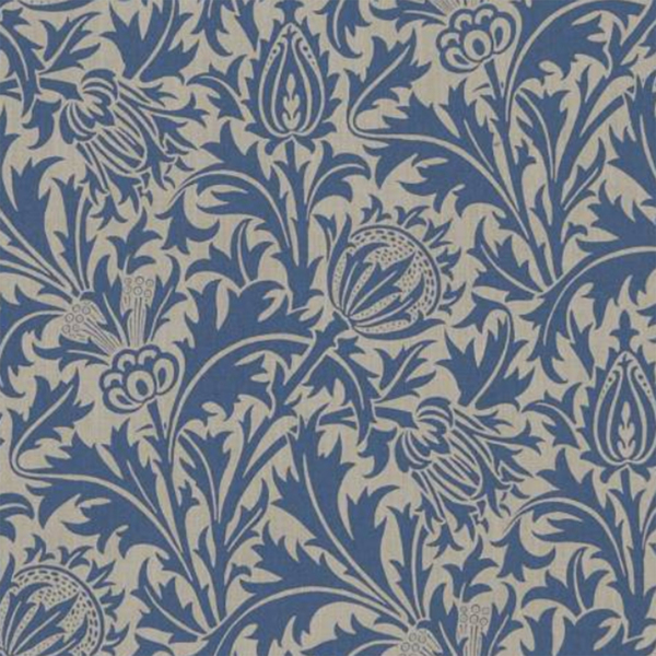 Thistle Linen/Indigo Wallpaper by Morris & Co