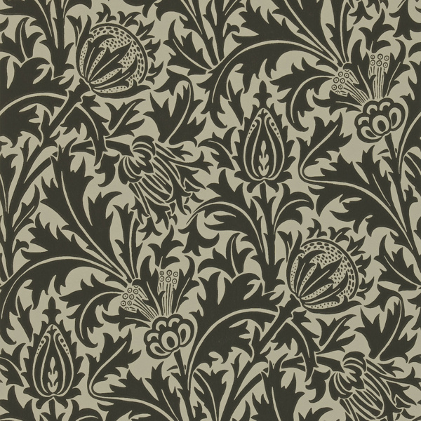 Thistle Black/Linen Wallpaper by Morris & Co