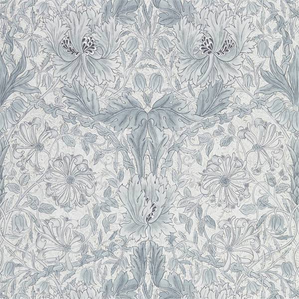 Pure Honeysuckle & Tulip Cloud Grey Wallpaper by Morris & Co