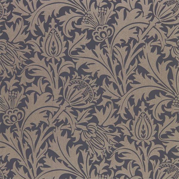 Pure Thistle Black Ink Wallpaper by Morris & Co