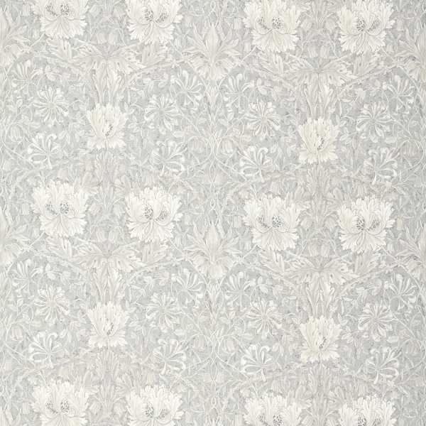 Pure Honeysuckle & Tulip Print Light Grey Blue Fabric by Morris & Co